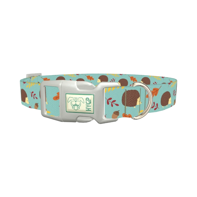 Autumn Hedgehog Dog Collar - plastic silver