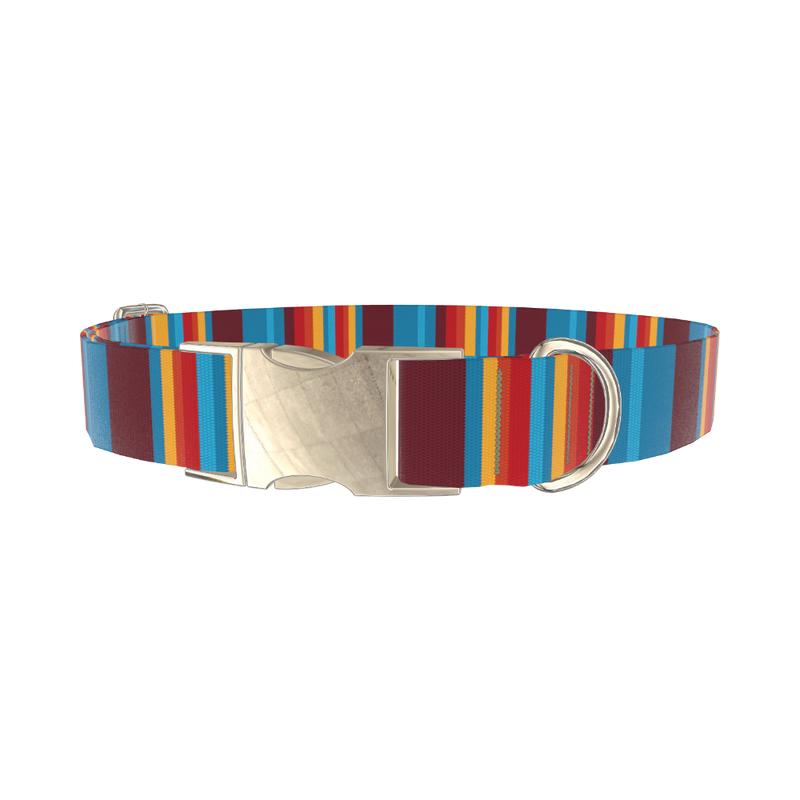 Colorful Stripe Dog Collar - metal gold