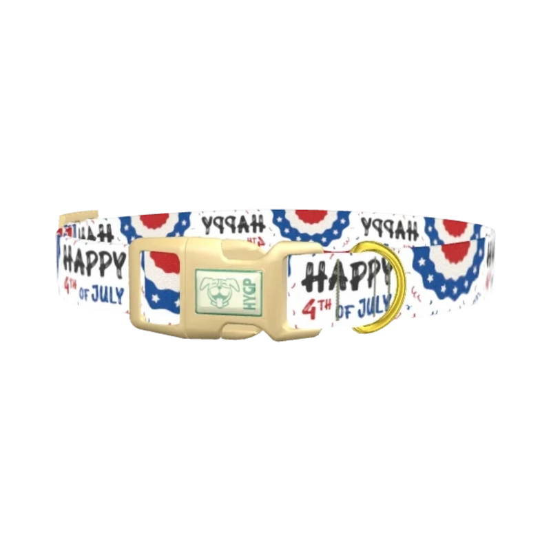 Patriotic 4th of July Dog Collar - plastic gold