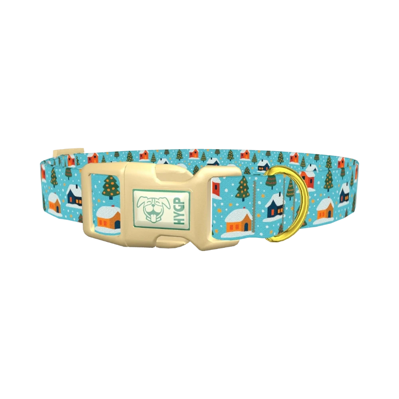 Christmas Village Dog Collar - plastic gold