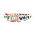 Woof Paw Print Dog Collar - plastic rose gold
