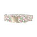 Pink Tulip Sketch Dog Collar - metal silver