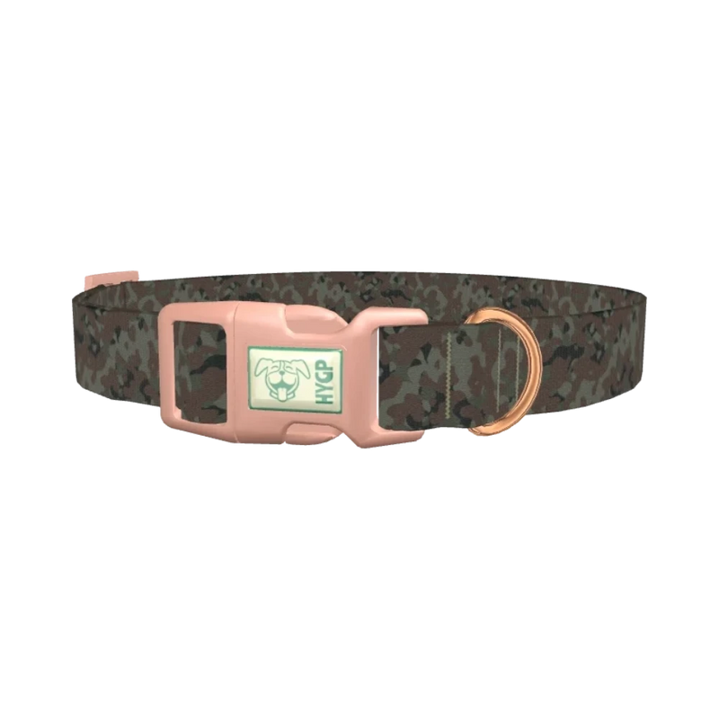 Brown Green Camo Dog Collar - plastic rose gold
