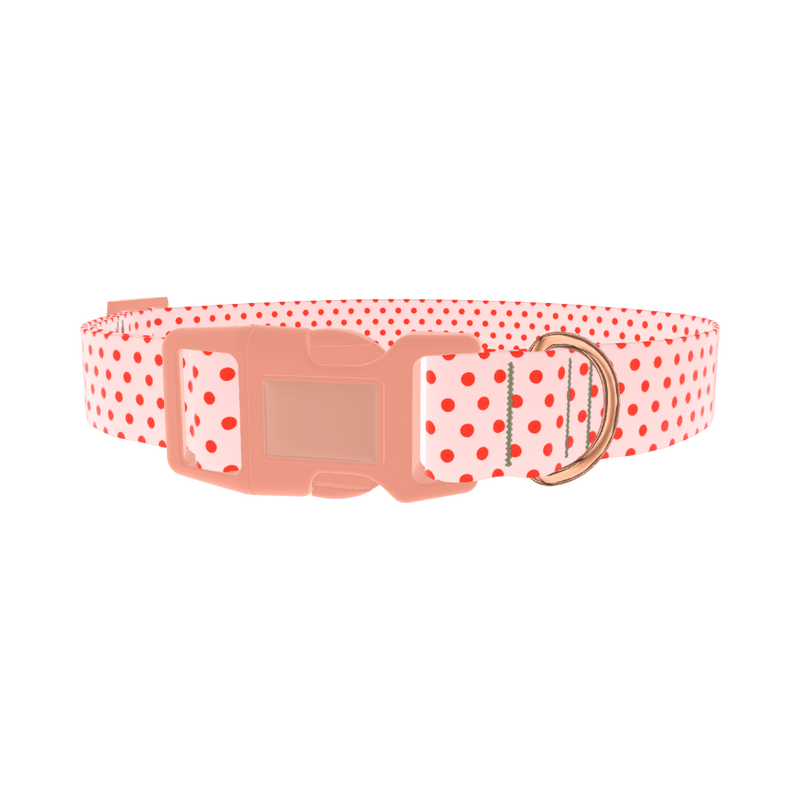 Red Polka Dot Dog Collar - plastic rose gold