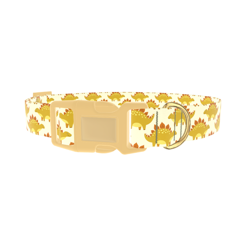 Yellow Stegosaurus Dog Collar - plastic gold
