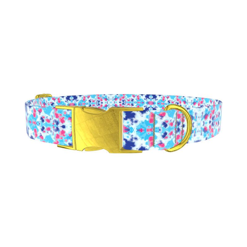 Color Splash Tie-Dye Dog Collar - metal rose gold