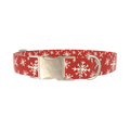 Red Snowflake Dog Collar - metal silver