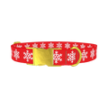 Red Snowflake Pattern Dog Collar - metal gold