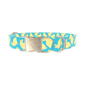 Yellow Bunny Pattern Dog Collar - metal silver