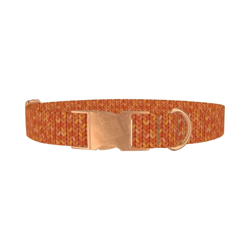 Geometric Knitting Dog Collar - metal rose gold