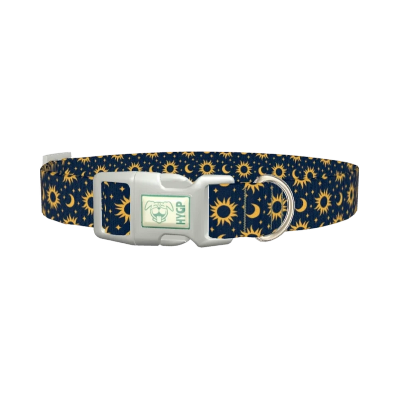 Celestial Sun Moon Dog Collar - plastic silver