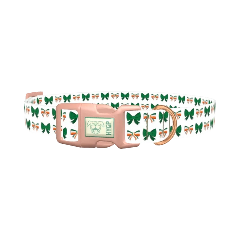 Irish Bow Pattern Dog Collar - plastic rose gold
