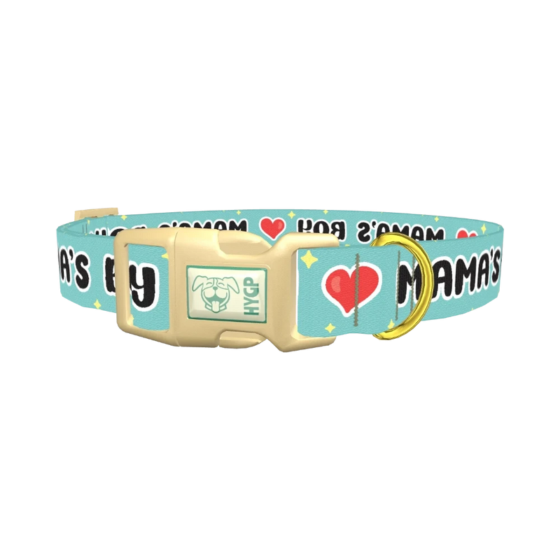 Mamas Boy Heart Dog Collar - plastic gold