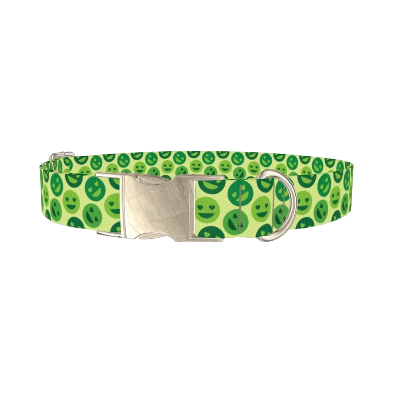 Heart Eyes Emoji Dog Collar - metal silver