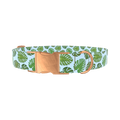 Blue Monstera Leaf Dog Collar - metal silver