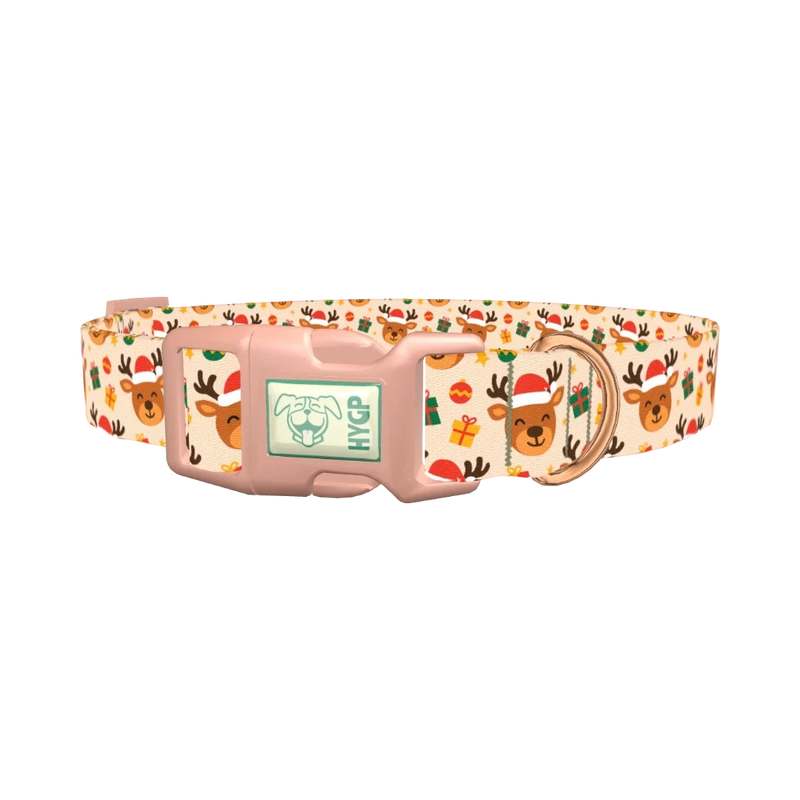 Festive Deer Gift Dog Collar - plastic rose gold
