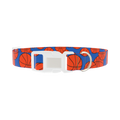 Blue Basketball Pattern Dog Collar - plastic silver