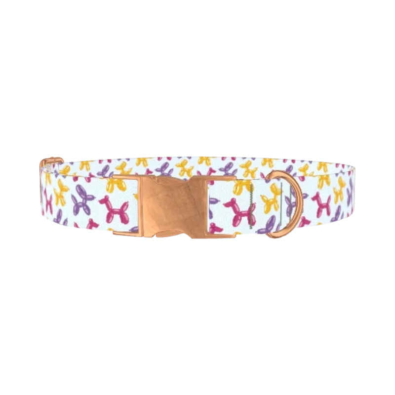 Balloon Dog Pattern Dog Collar - metal rose gold