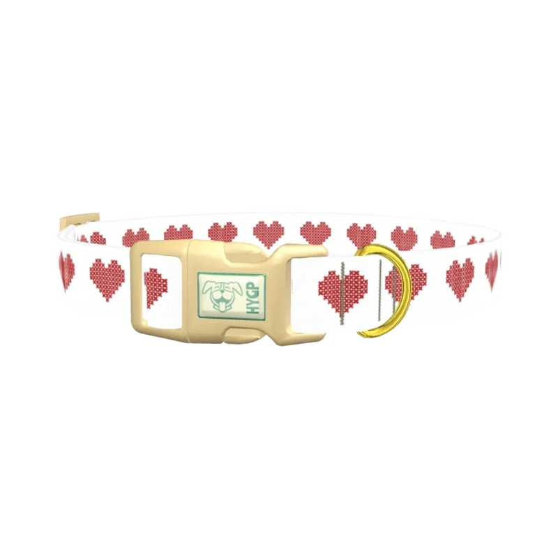 Cross Stitch Heart Dog Collar - plastic gold