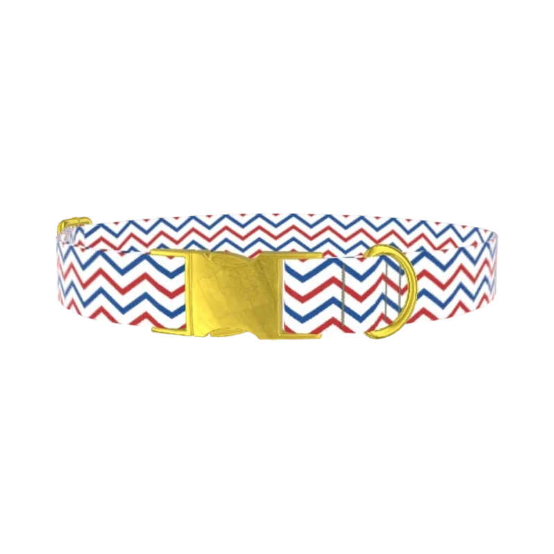 Patriotic Chevron Dog Collar - metal gold