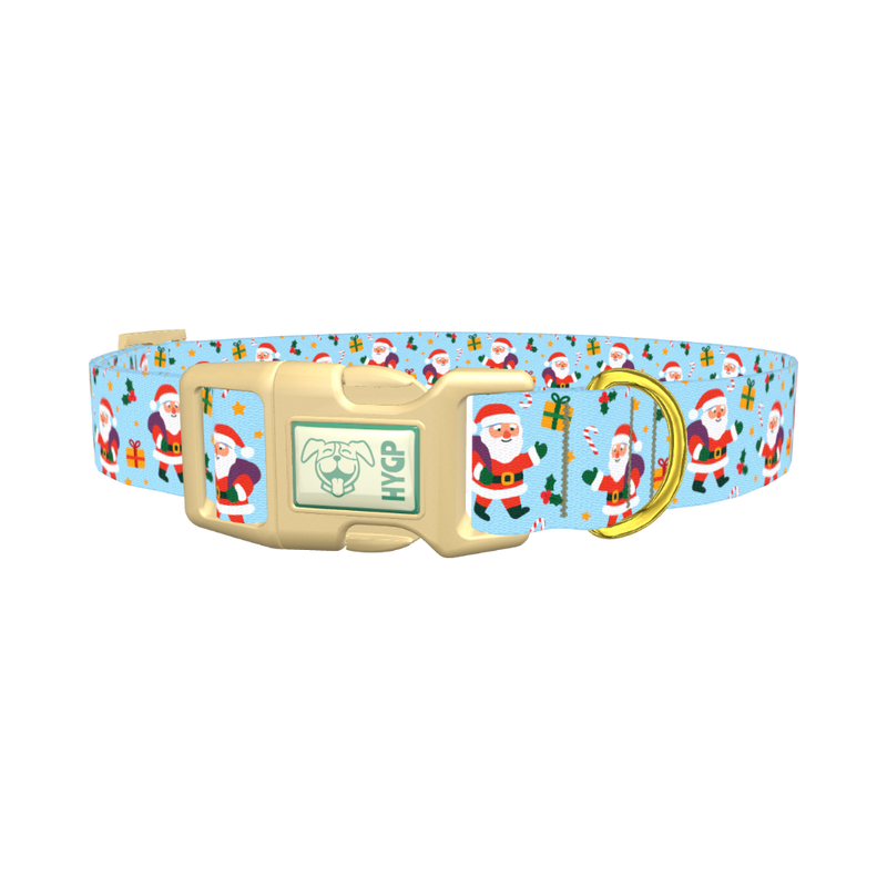 Christmas Santa Stars Dog Collar - plastic gold