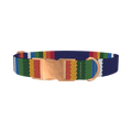 Woven Rainbow Stripe Dog Collar - metal rose gold