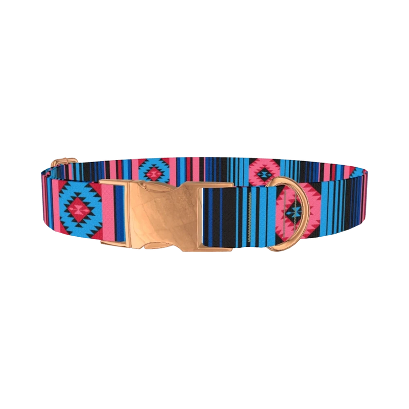 Geometric Star Stripe Dog Collar - metal rose gold