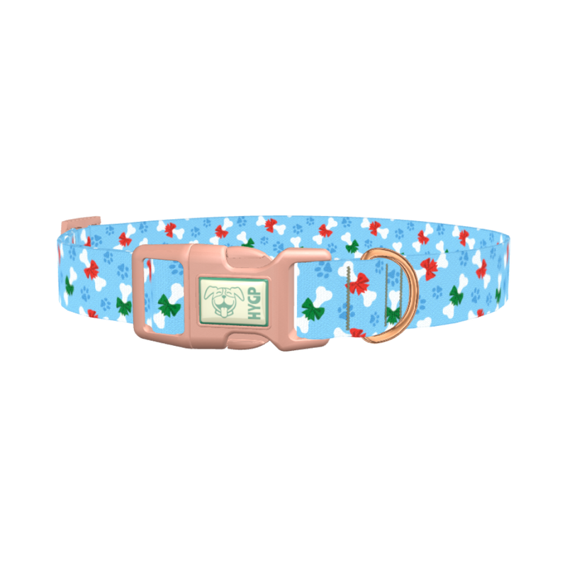 Christmas Bone Dog Collar - plastic rose gold
