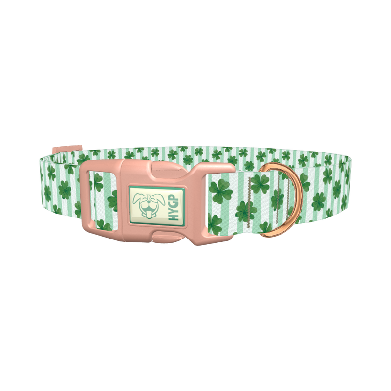 Clover Stripes Dog Collar - plastic rose gold