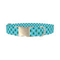 Blue Christmas Trees Dog Collar - metal silver