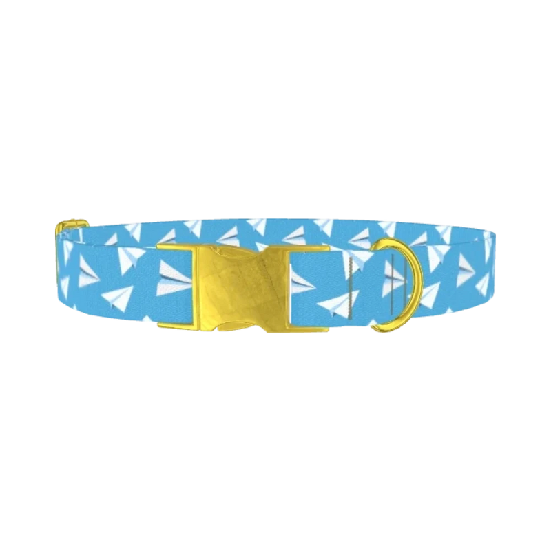 Origami Plane Dog Collar - metal gold