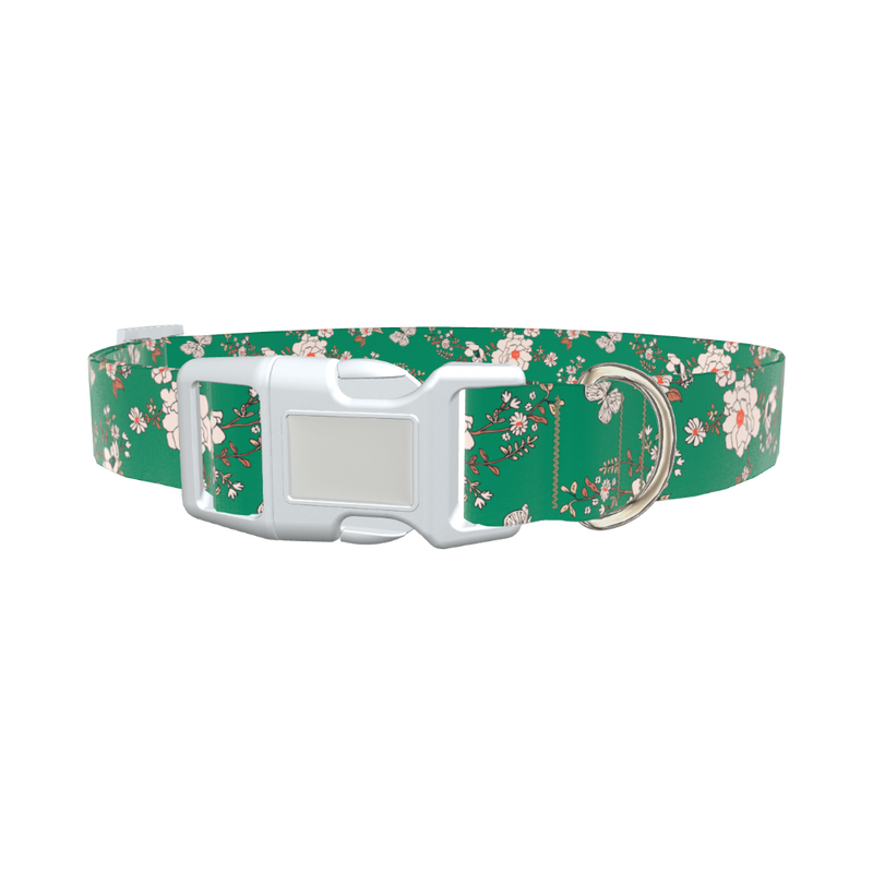Floral Butterfly Dog Collar - plastic gold