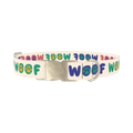 Woof Paw Print Dog Collar - metal silver