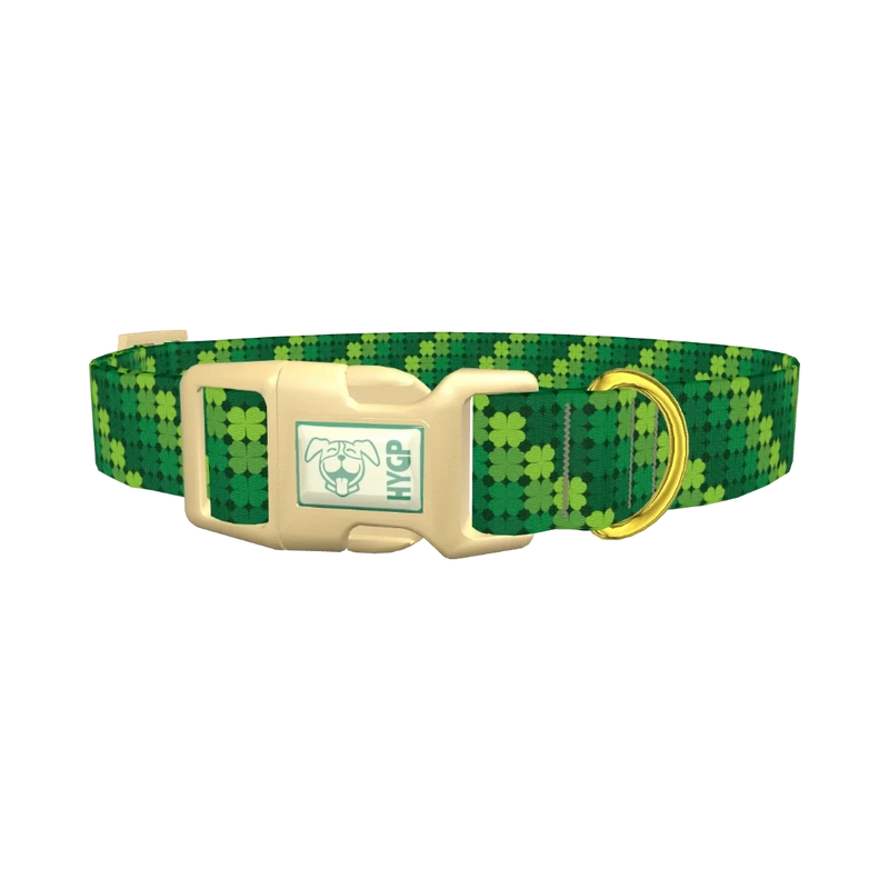 Clover Pattern Dog Collar - plastic gold