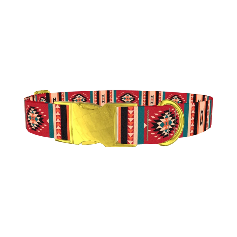 Tribal Geometric Dog Collar - metal gold