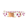 Purple Tulip Floral Dog Collar - metal rose gold