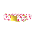 Valentine Heart Ribbon Dog Collar - metal gold
