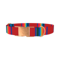 Striped Rainbow Dog Collar - metal rose gold