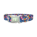 Dark Floral Blossom Dog Collar - plastic silver