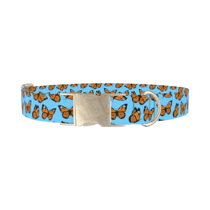 Monarch Butterfly Dog Collar - metal silver