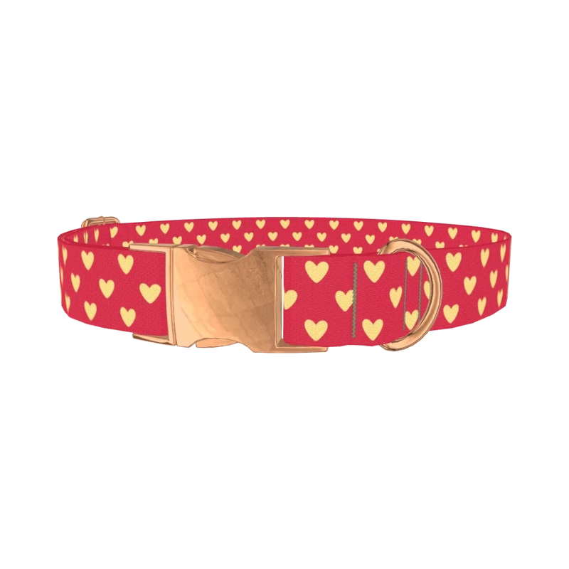 Yellow Heart Dog Collar - metal rose gold