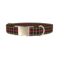 Plaid Christmas Dog Collar - metal silver