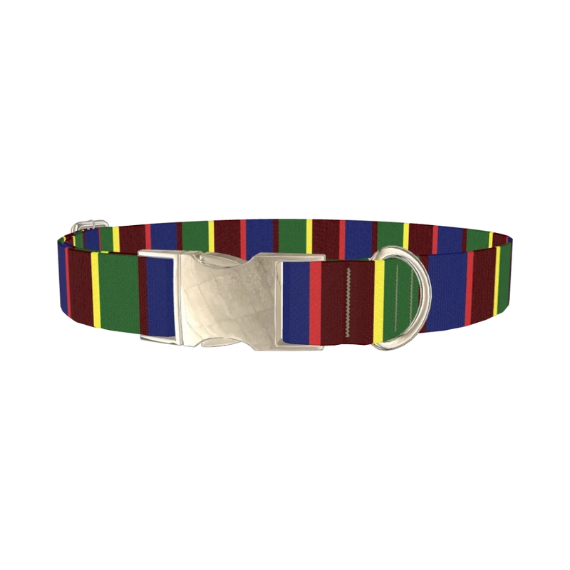 Striped Pattern Dog Collar - metal silver