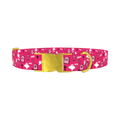 Pink Halloween Graveyard Dog Collar - metal gold