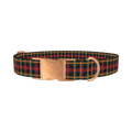 Plaid Christmas Dog Collar - metal rose gold