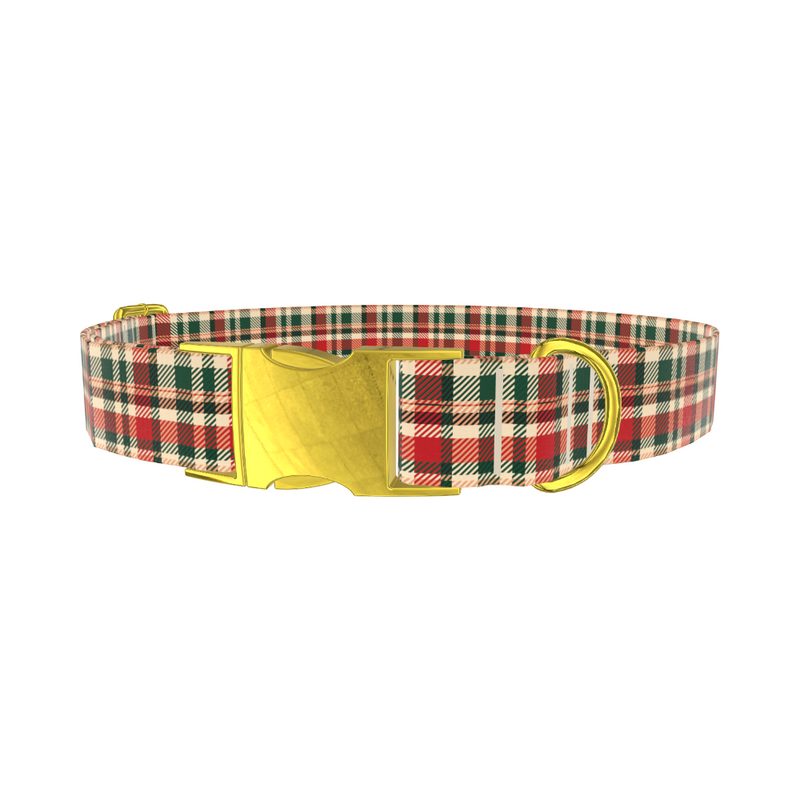 Green Red Tartan Dog Collar