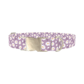 Lavender Daisy Pattern Dog Collar - metal silver