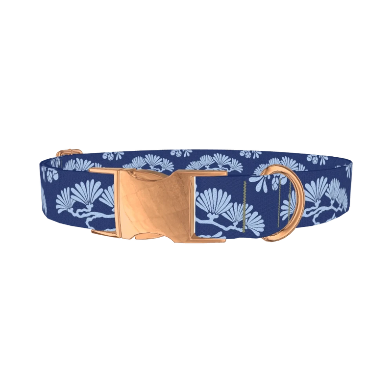 Japanese Tree Pattern Dog Collar - metal rose gold