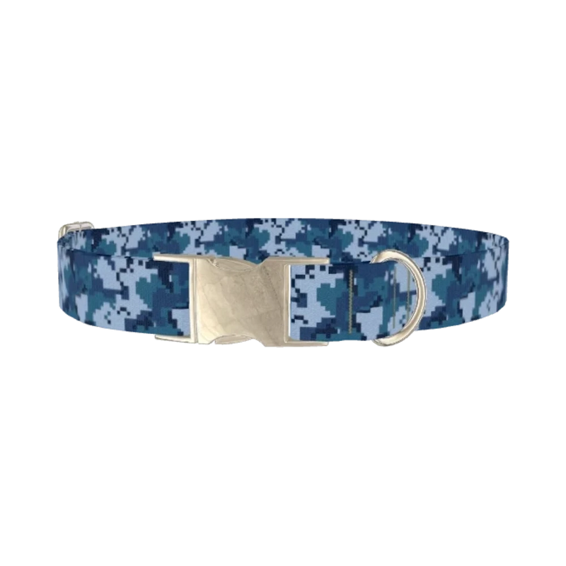 Digital Camo Dog Collar - metal silver