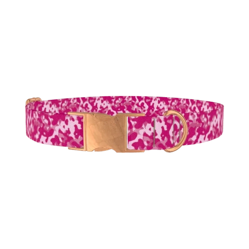 Pink Camo Dog Collar - metal rose gold